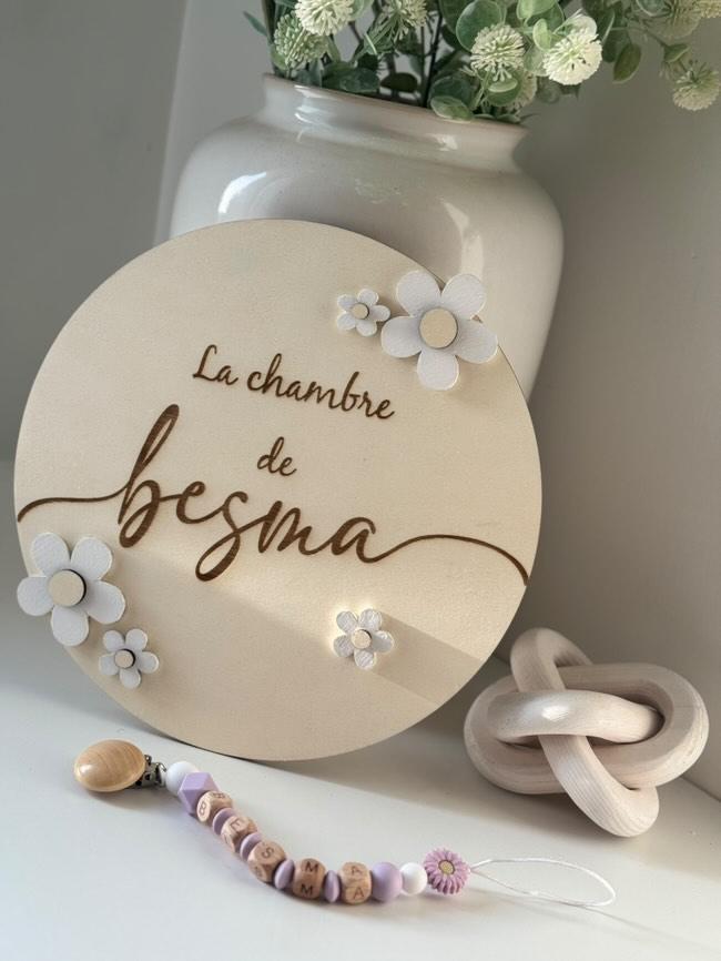 Plaque de Porte Personnalisée - Motif Fleurs