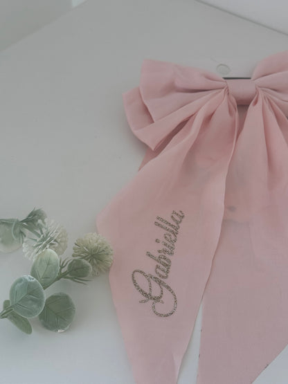 Barrette nœud en satin personnalisée