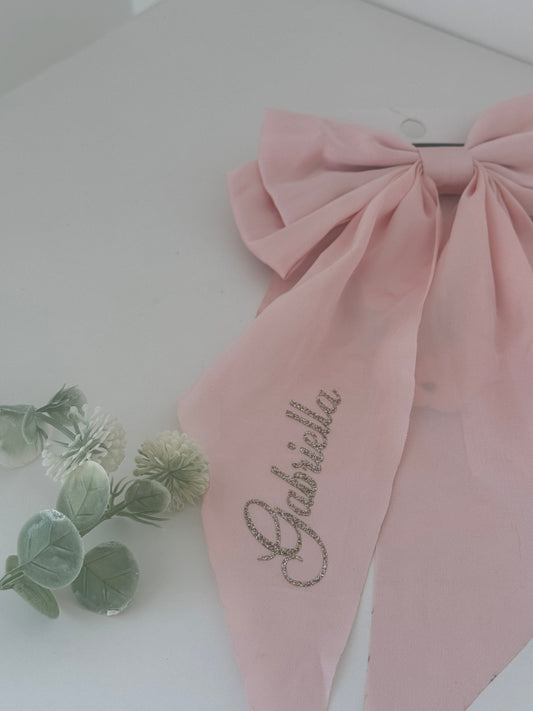 Barrette nœud en satin personnalisée