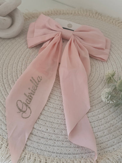 Barrette nœud en satin personnalisée