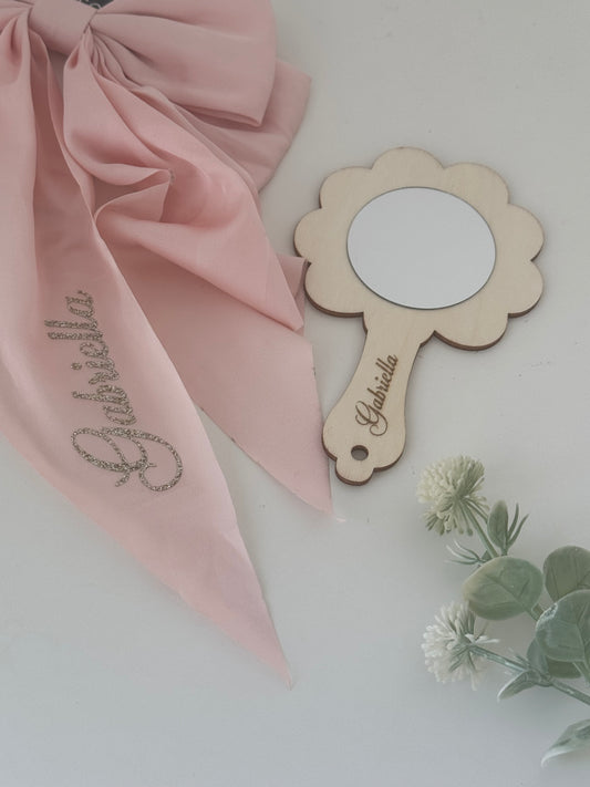 Miroir fleur en bois personnalisé