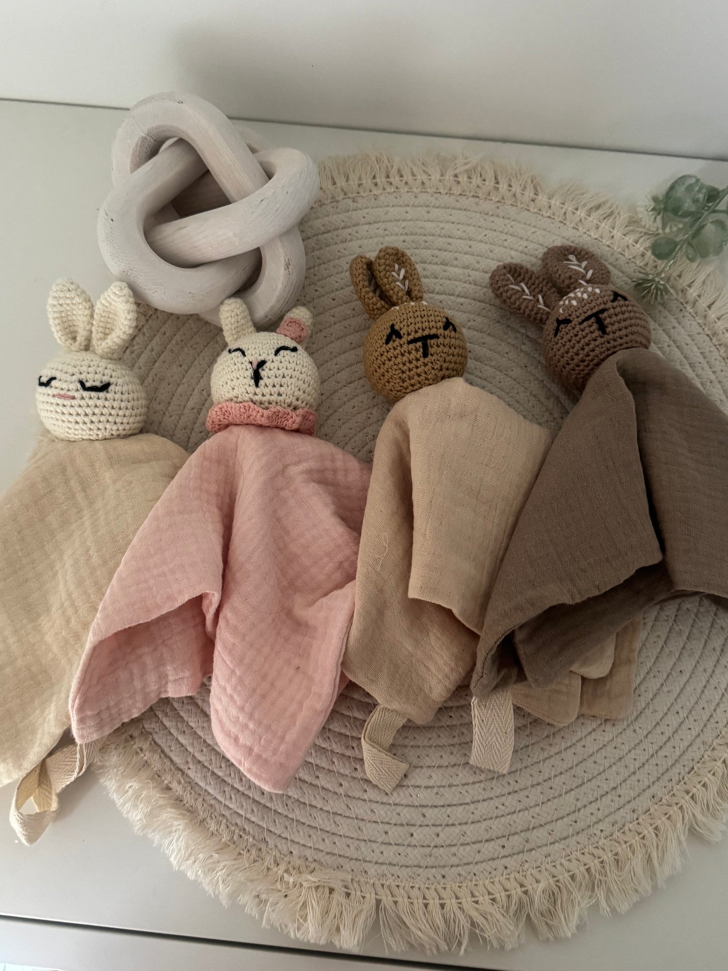 Doudou personnalisé - Lapin en gaze de coton