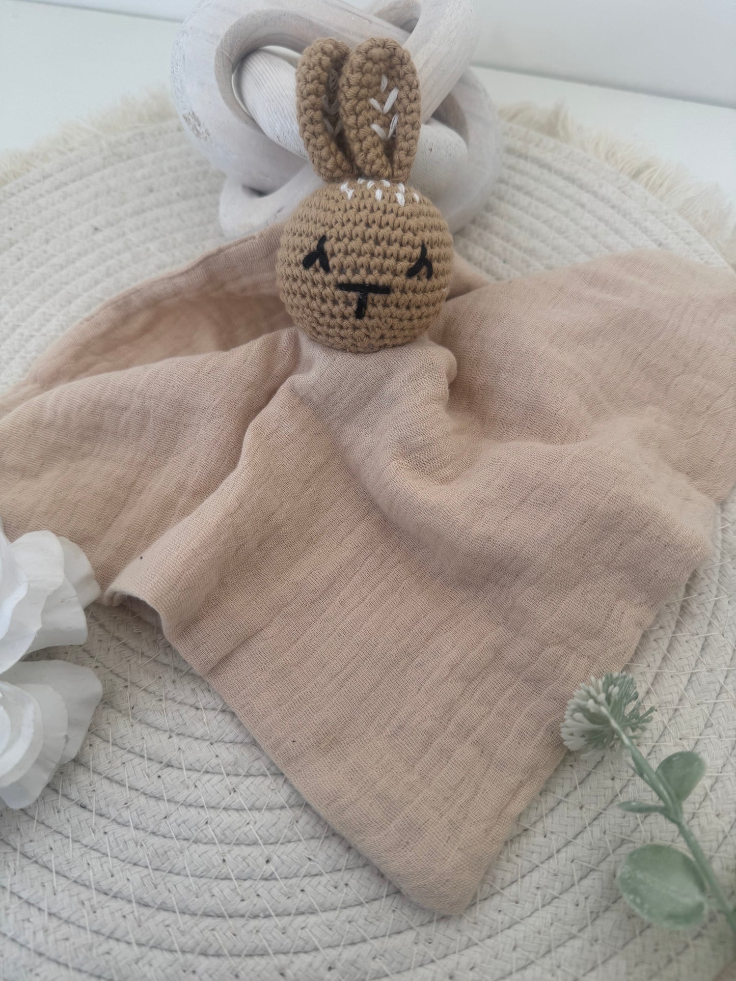 Doudou personnalisé - Lapin en gaze de coton