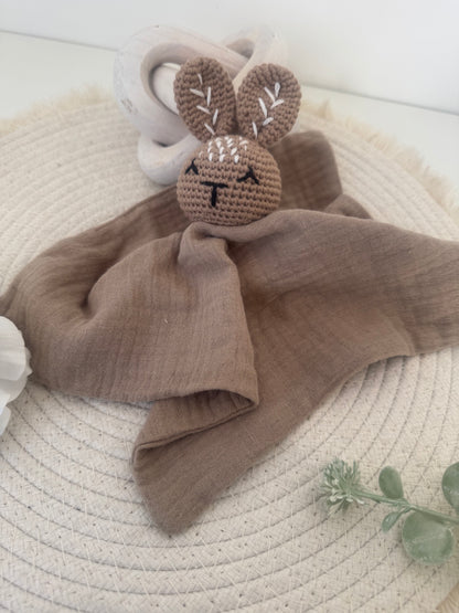Doudou personnalisé - Lapin en gaze de coton