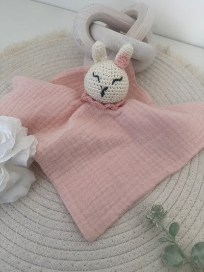 Doudou personnalisé - Lapin en gaze de coton