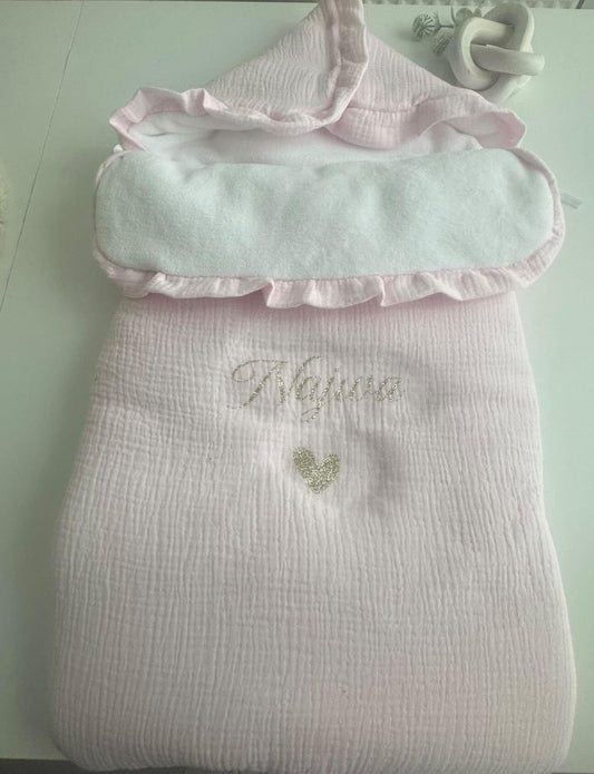 Nid d’ange en gaze de coton personnalisé, doublé en polaire