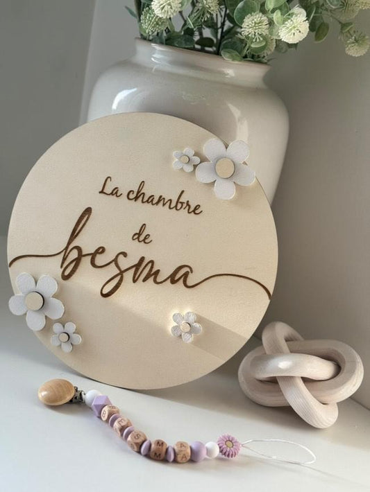 Plaque de Porte Personnalisée  - Motif Fleurs