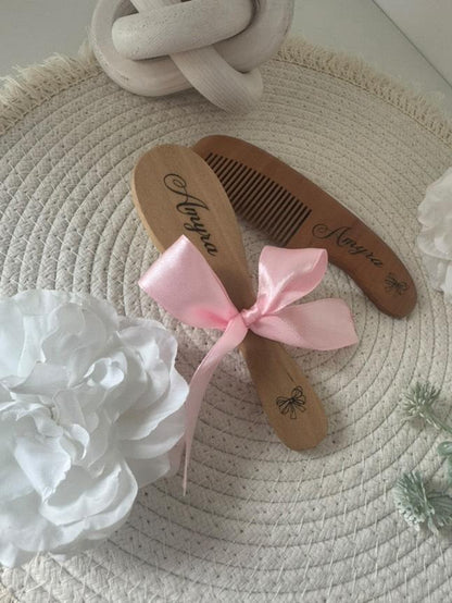Ensemble Brosse et Peigne en Bois – Personnalisable