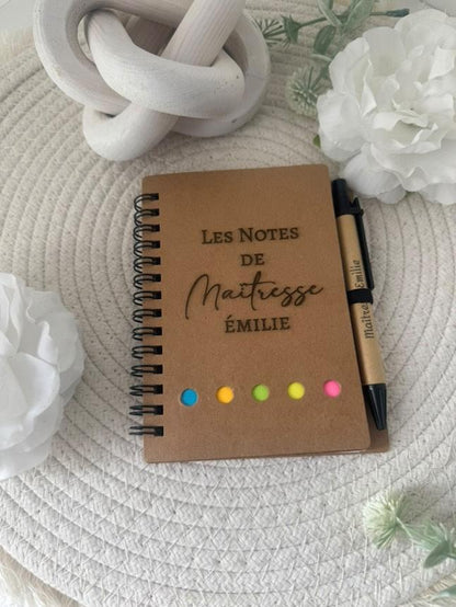 Petit carnet de notes personnalisé avec stylo